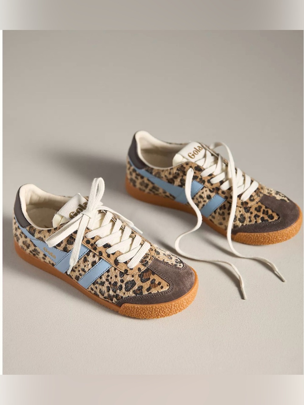 **NEW** Gola for Anthropologie Elan Leopard Trainer in Cream Blue Brown NWOT 10